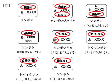 ｉ自賠】125cc以下（原動機付自転車（原付バイク））のナンバープレートの入力方法を教えてください。 | 損保ジャパン