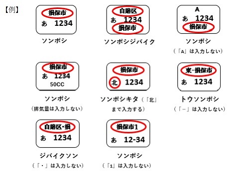 ｉ自賠 125cc以下 原動機付自転車 原付バイク のナンバープレートの入力方法を教えてください 損保ジャパン